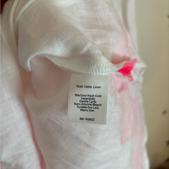Sail to Sable Pink and White Linen Tunic Dress Long Sleeve - Picture 4 of 6